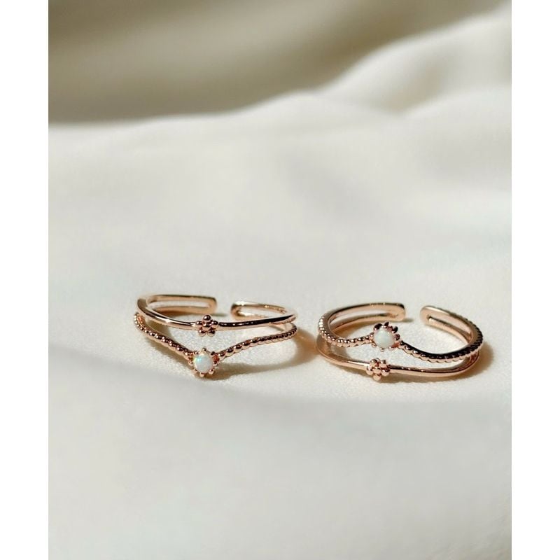 [ancafe.shop]Nhẫn bạc nữ 2line hoa,đá màu freesize