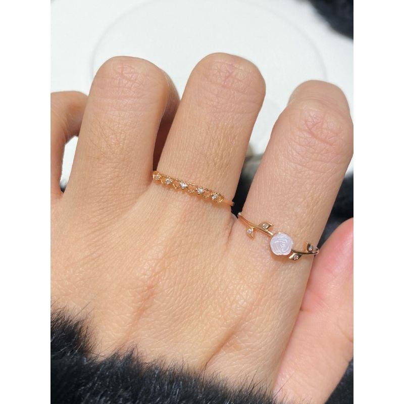 [ancafe.shop]Nhẫn ngón trỏ hoa hồng, ngón giữa tim