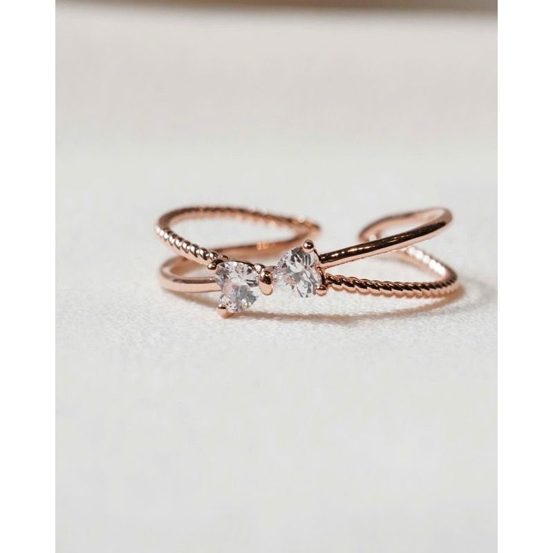 [ancafe.shop]Nhẫn nơ thời trang  bạc mạ hồng freesize thanh lịch