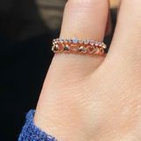 [ancafe.shop]Nhẫn bạc nữ,ngón út,tim đặc xen kẽ rỗng