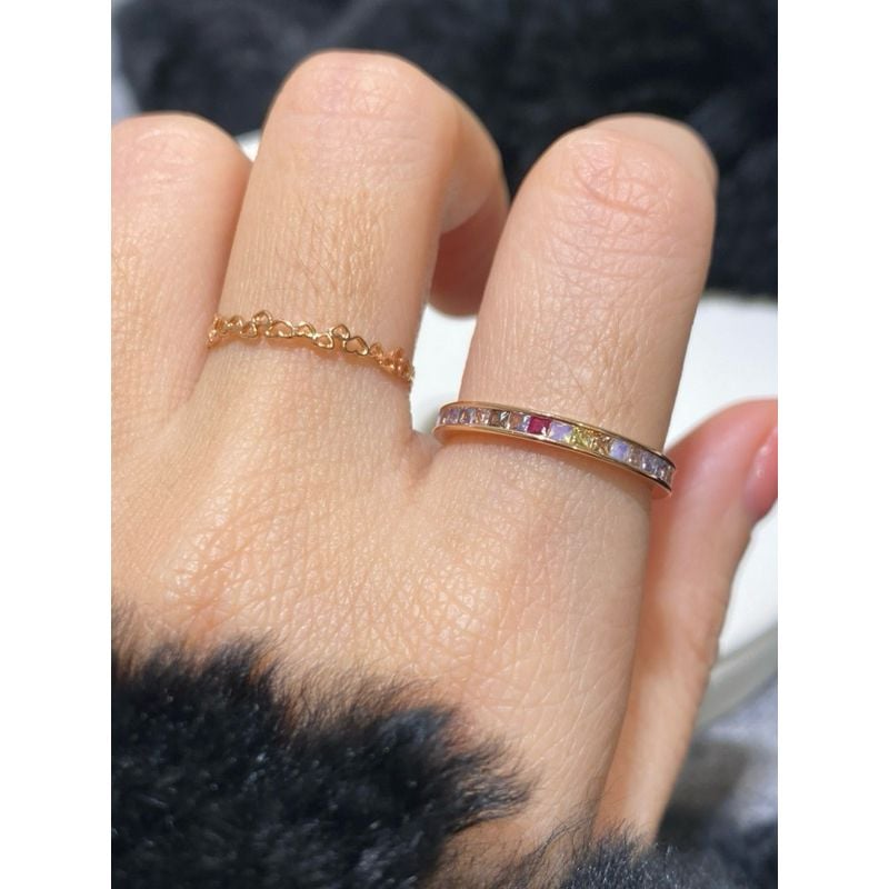 [ancafe.shop]Nhẫn ngón trỏ đá màu, ngón giữa tim nhỏ