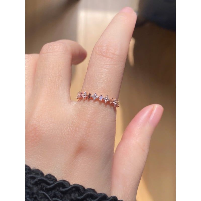 [ancafe.shop]Nhẫn nữ nửa vòng đá màu đáng yêu,cute