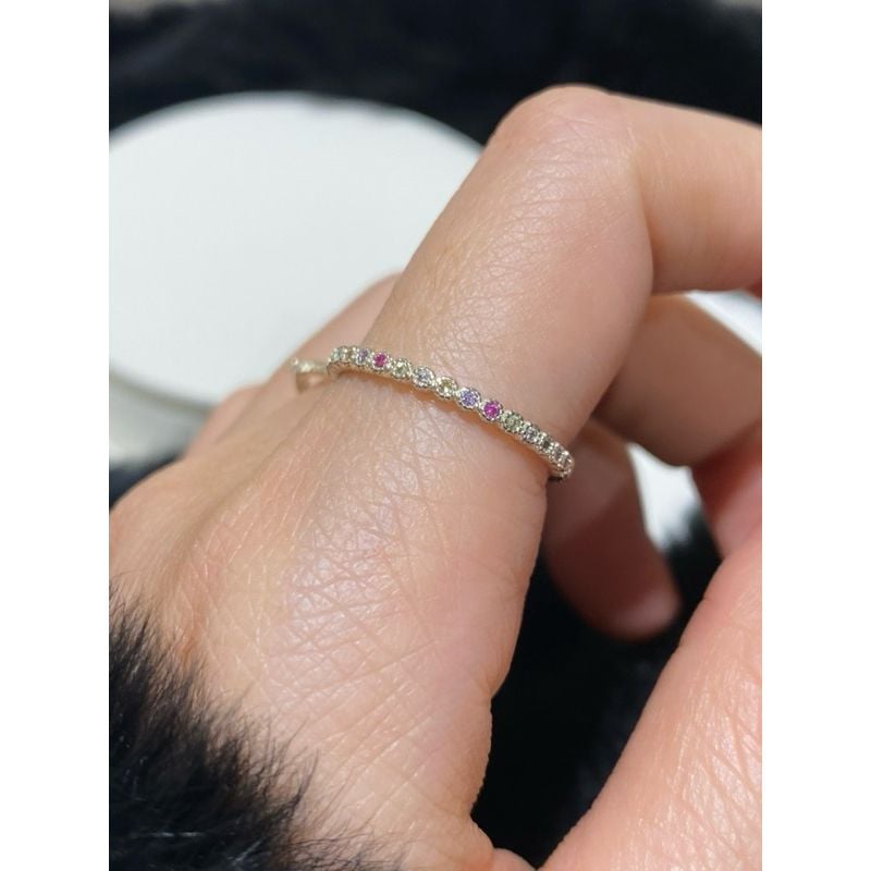 [ancafe.shop]Nhẫn ngón trỏ đá nhiều màu, ngón giữa tim nhỏ với một viên đá lấp lánh
