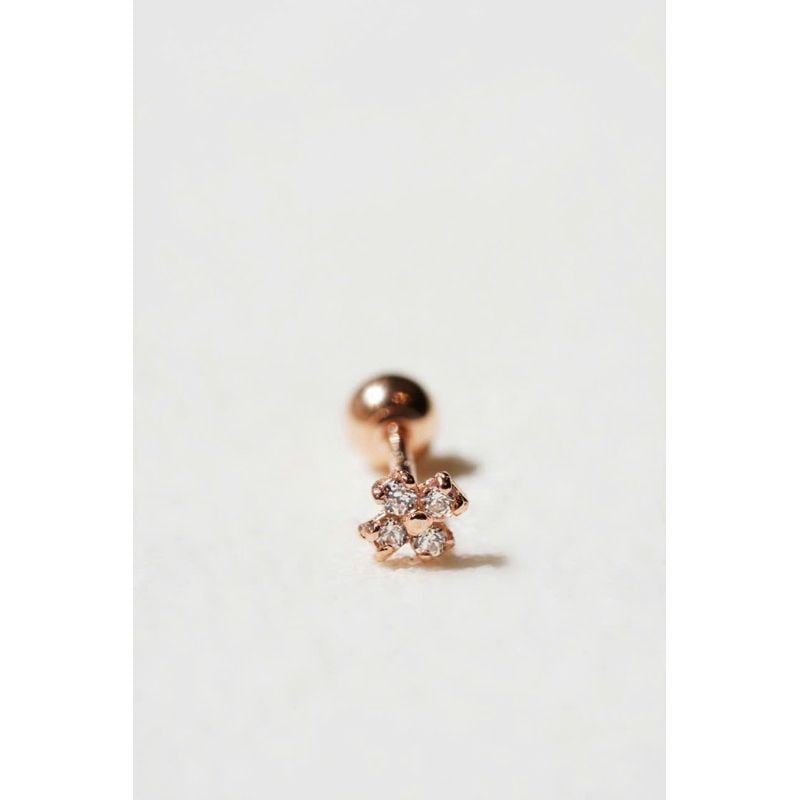 [ancafe.shop]1 chiếc hoa tai vàng 14k,hoa 4 lá đá moissanite