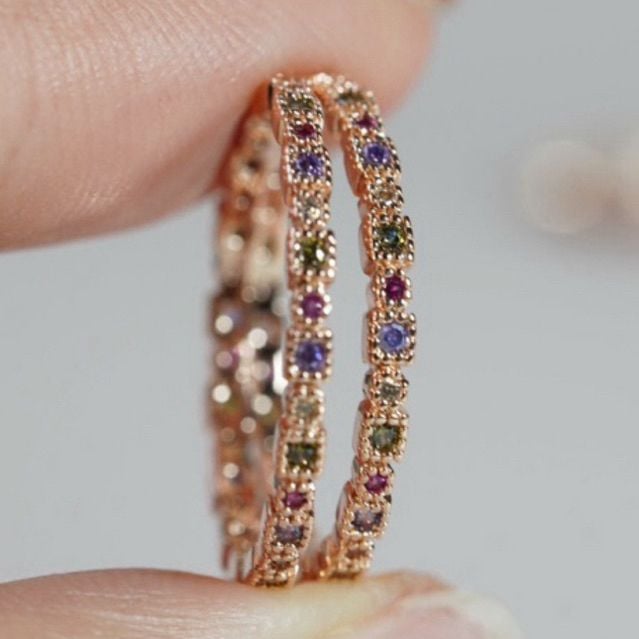 [ancafe.shop]Nhẫn đá màu thanh lịch,tinh tế