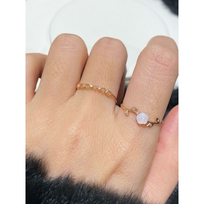 [ancafe.shop]Nhẫn ngón trỏ hoa hồng, ngón giữa tim