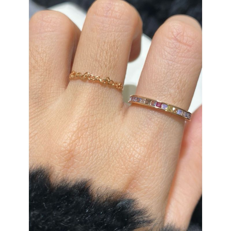 [ancafe.shop]Nhẫn ngón trỏ đá màu, ngón giữa tim nhỏ