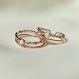 [Ancafe.shop]Nhẫn hai line trơn,hoa đá màu thanh lịch