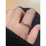 [Ancafe.shop]Nhẫn hai line trơn,hoa đá màu thanh lịch