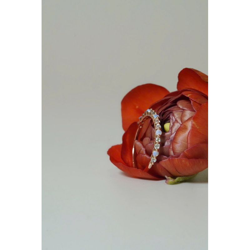 [ancafe.shop]Nhẫn bạc 925 ngón út,đính đá nửa nhẫn,thanh lịch