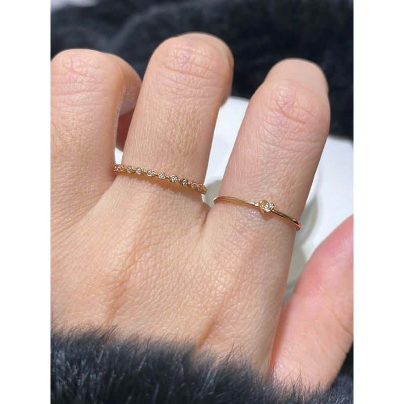 [ancafe.shop]Nhẫn ngón trỏ tim nhỏ, ngón giữa nhiều đá mảnh mai, thanh lịch