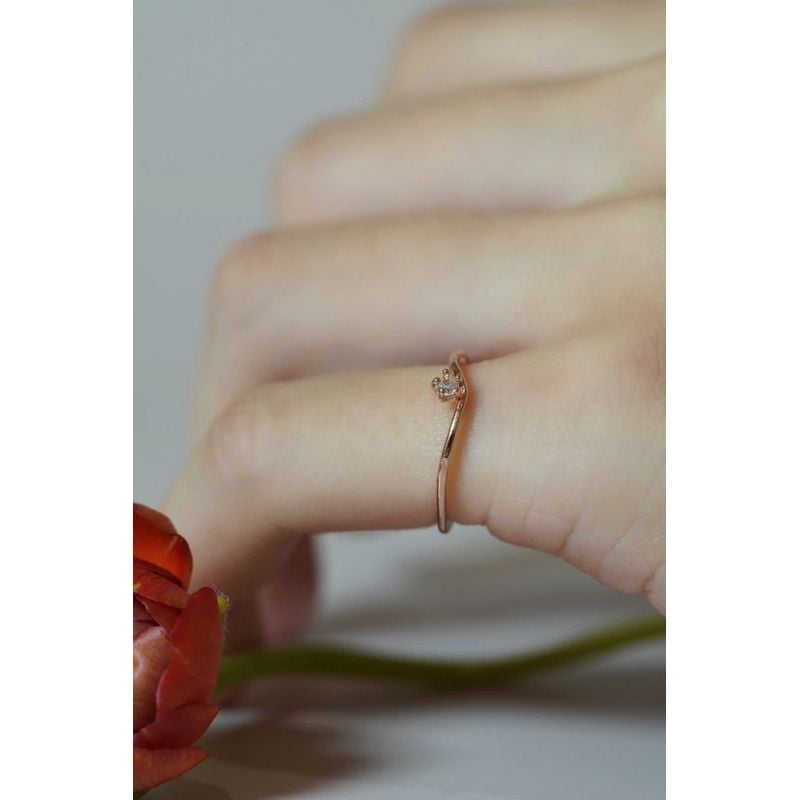 [ancafe.shop]Nhẫn bạc nữ,sóng,đính đá cz,ngón út