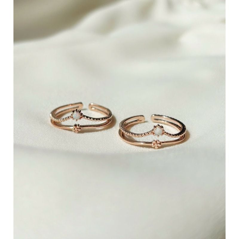 [ancafe.shop]Nhẫn bạc nữ 2line hoa,đá màu freesize