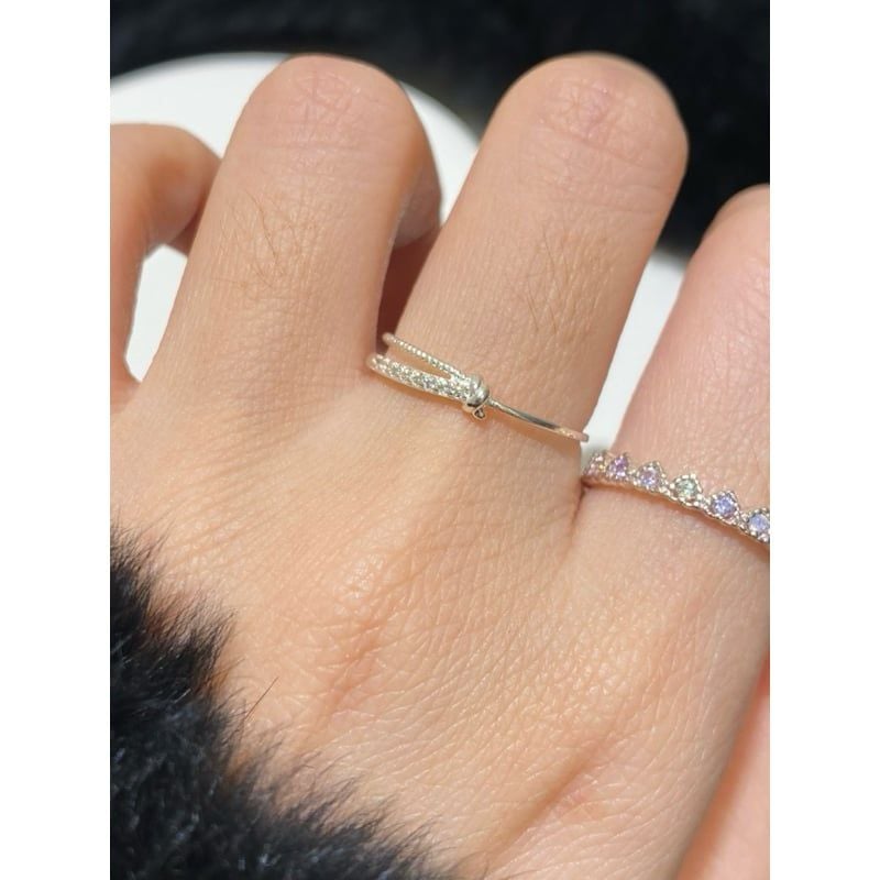 [ancafe.shop]Nhẫn ngón trỏ đá màu thanh lịch, hàn quốc, đá cz, ngón giữa thắt nút