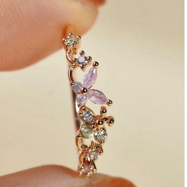 [ancafe.shop]Nhẫn nữ bướm tím đáng yêu,xinh xẻo