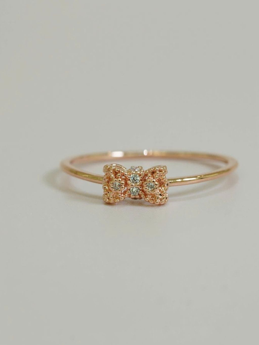 [ancafe.shop]Nhẫn bạc nữ nơ đáng yêu,thanh lịch