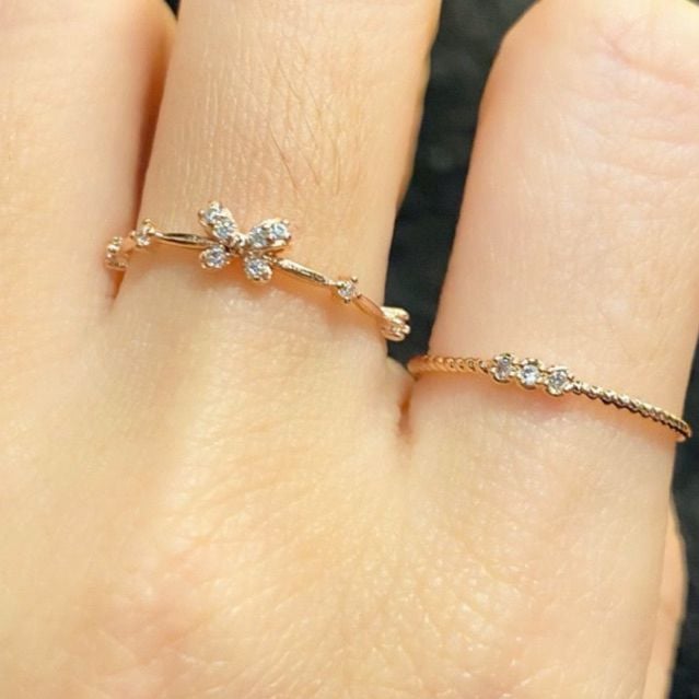 [ancafe.shop]Nhẫn bướm bạc nữ mảnh mai