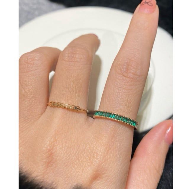 [ancafe.shop]Nhẫn ngón trỏ đá xanh, thanh lịch, hàn quốc