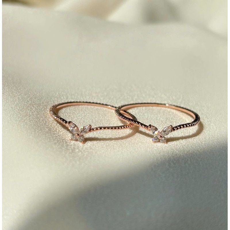 [ancafe.shop]Nhẫn thời trang bướm bạc mạ nữ đáng yêu,mảnh mai