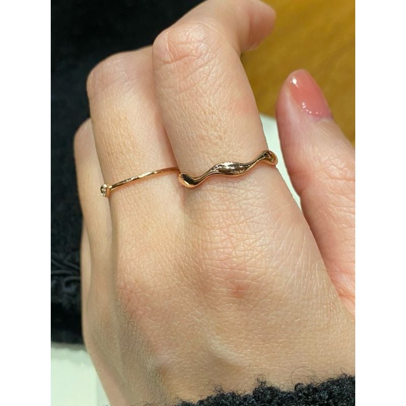 [ancafe.shop]Nhẫn sóng trơn, thanh lịch, hàn quốc