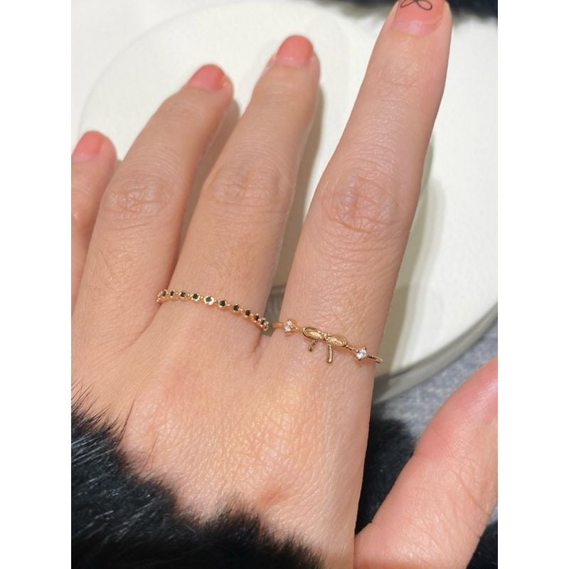 [ancafe.shop] Nhẫn, nơ, đính đá, xinh xắn, nữ tính, thanh lịch