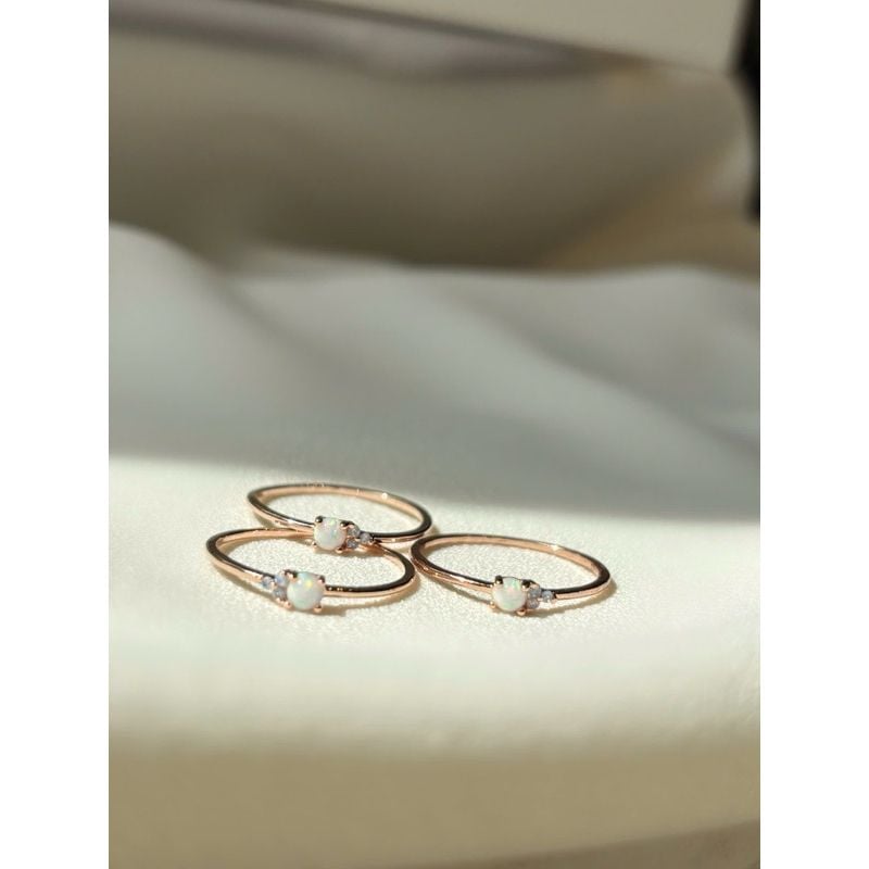 [ancafe.shop]Nhẫn nữ đá màu,hoa 3 cánh đáng yêu