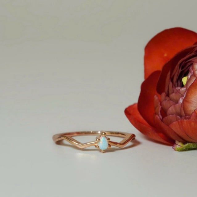 [ancafe.shop]Nhẫn bạc nữ,đá xanh,sóng,ngón út