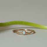 [ancafe.shop]Nhẫn bạc nữ,đá xanh,sóng,ngón út