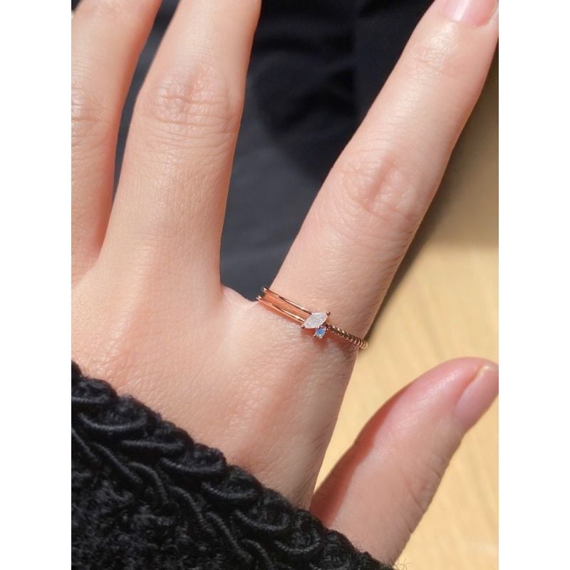 [ancafe.shop]Nhẫn 1 line móc 2 line đá màu