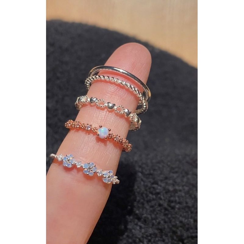 [ancafe.shop]Nhẫn bạc nữ hoa đính đá màu sang chảnh,tinh tế