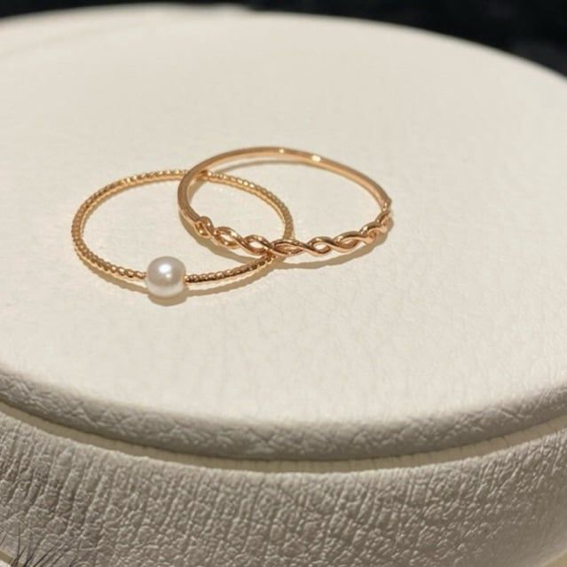 [ancafe.shop]Nhẫn ngón giữa xoắn, trỏ hạt trắng