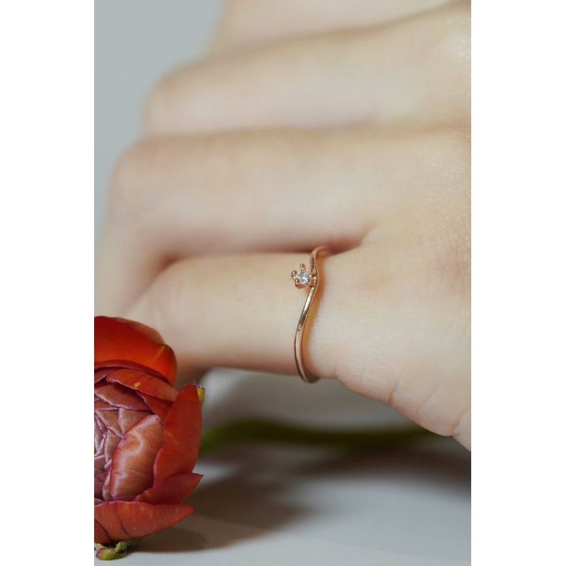 [ancafe.shop]Nhẫn bạc nữ,sóng,đính đá cz,ngón út