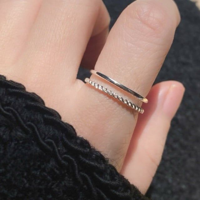 [ancafe.shop]Nhẫn bạc 925 nữ hai line trơn,xoắn thanh lịch