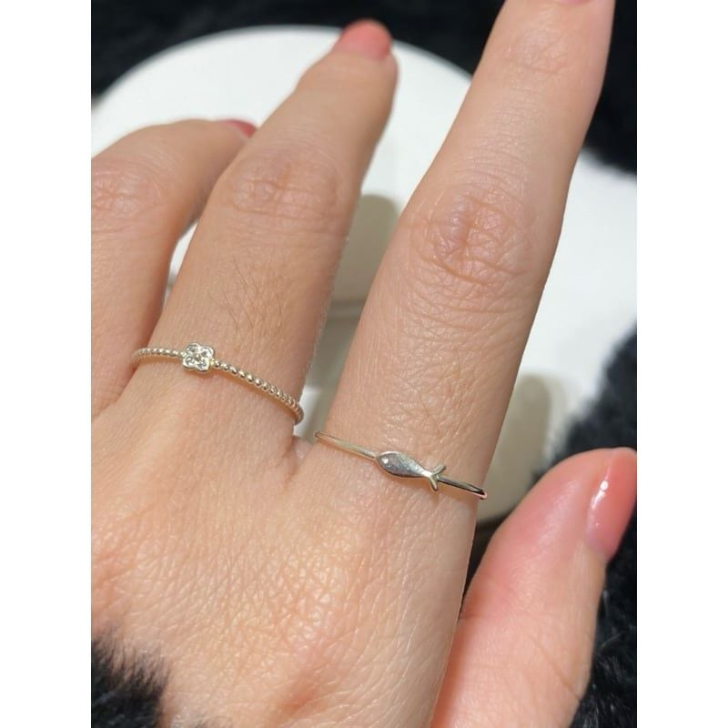 [ancafe.shop]Nhẫn ngón trỏ cá đặc, ngón giữa bông hoa