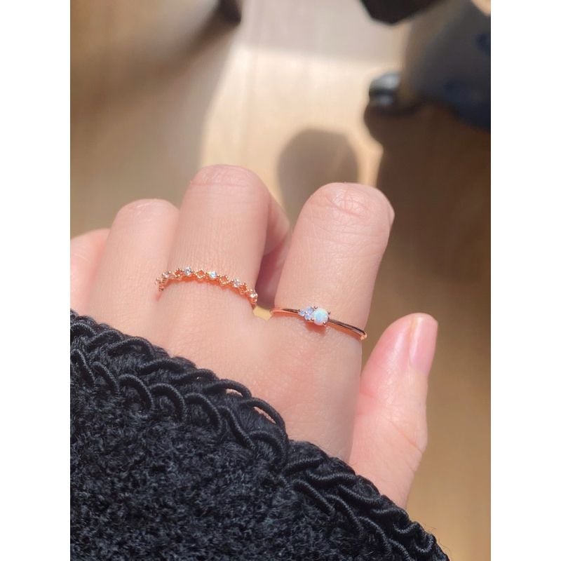 [ancafe.shop]Nhẫn nữ đá màu,hoa 3 cánh đáng yêu