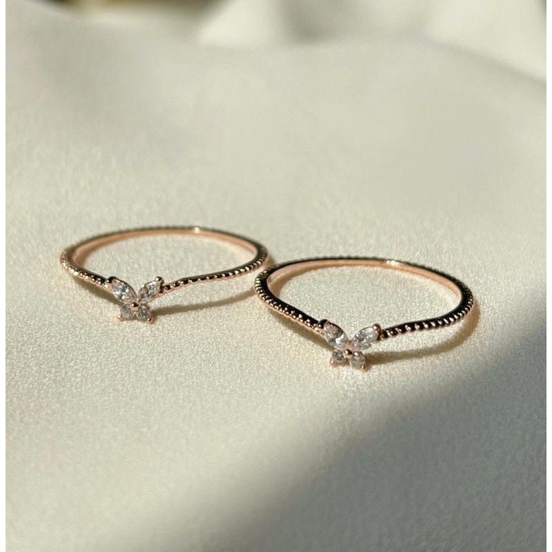 [ancafe.shop]Nhẫn thời trang bướm bạc mạ nữ đáng yêu,mảnh mai