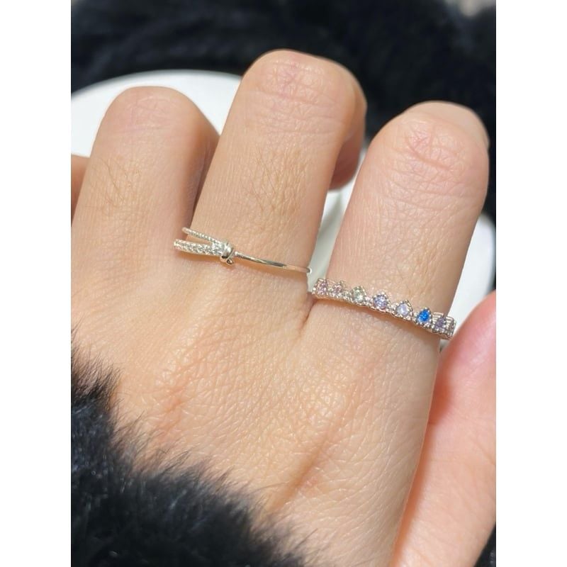 [ancafe.shop]Nhẫn ngón trỏ đá màu thanh lịch, hàn quốc, đá cz, ngón giữa thắt nút