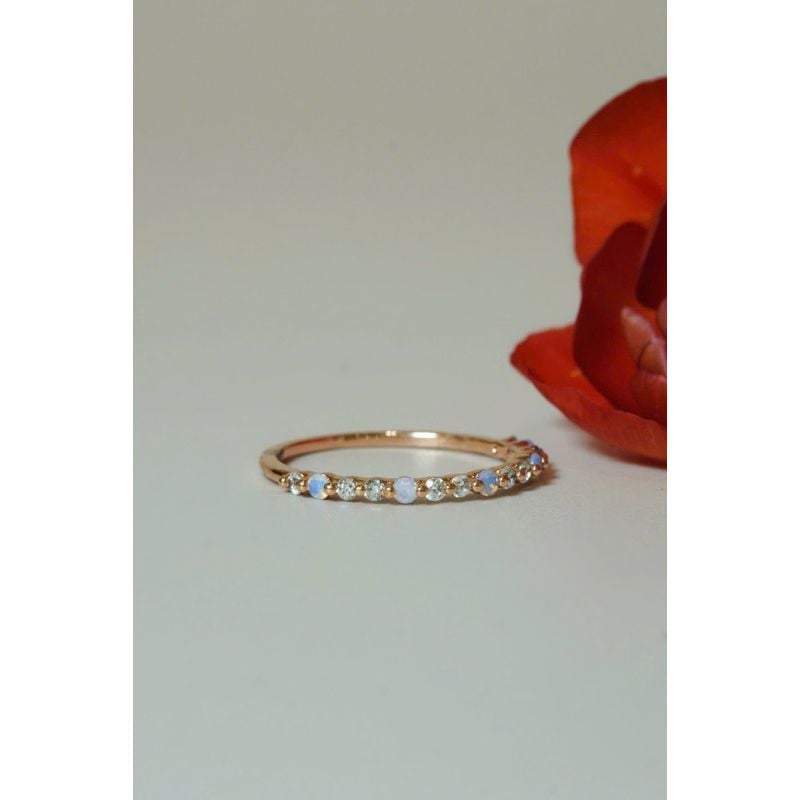 [ancafe.shop]Nhẫn bạc 925 ngón út,đính đá nửa nhẫn,thanh lịch