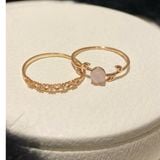 [ancafe.shop]Nhẫn ngón trỏ hoa hồng, ngón giữa tim