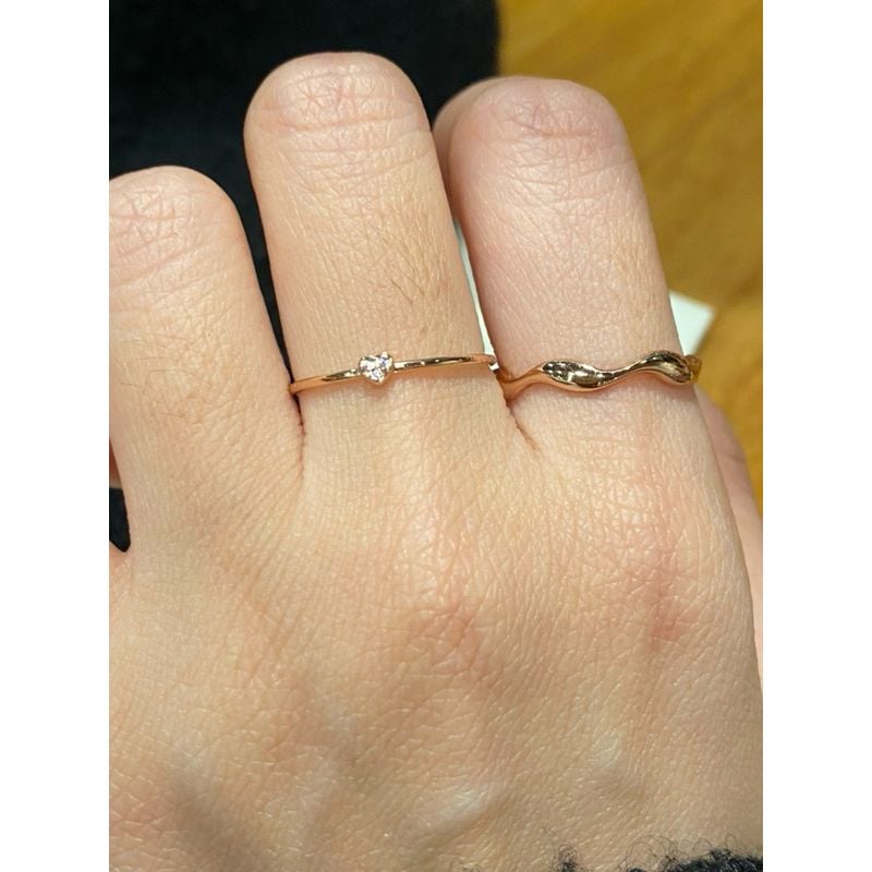 [ancafe.shop]Nhẫn sóng trơn, thanh lịch, hàn quốc