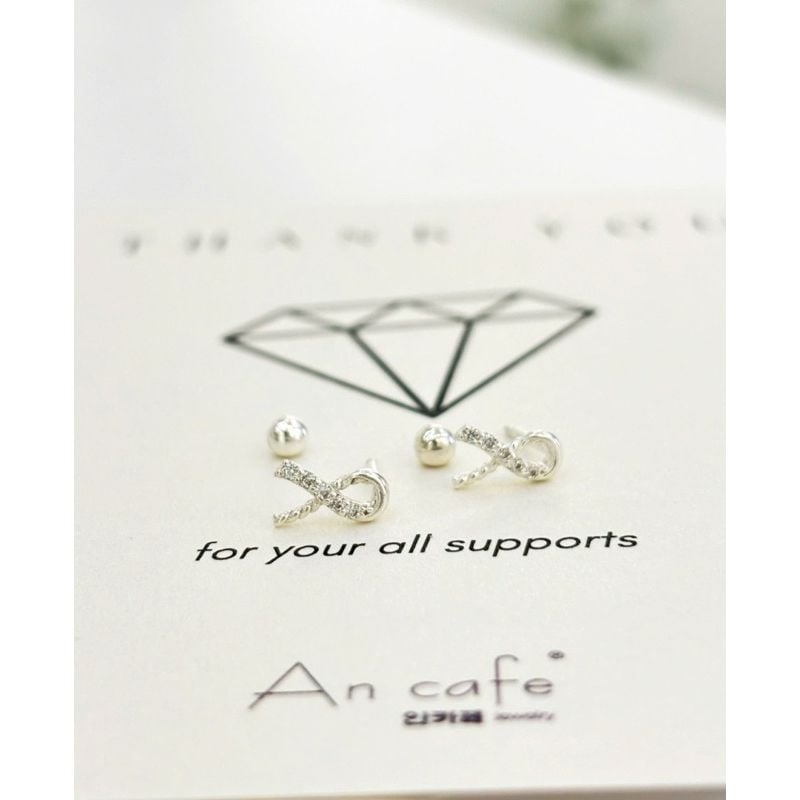 [ancafe.shop]Đôi bông tai nữ bạc chữ X