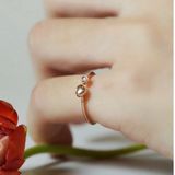 [ancafe.shop]Nhẫn bạc nữ,hở,tim đính đá,ngón út