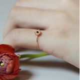 [ancafe.shop]Nhẫn bạc nữ,nụ hoa đen,hoa nhẹ nhàng,ngón út