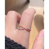 [ancafe.shop]Nhẫn nữ sóng line hoa xanh và bi dễ thương,đáng yêu