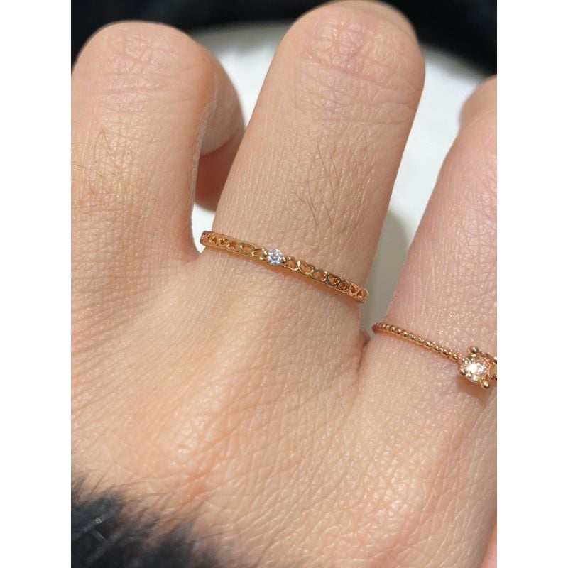 [ancafe.shop]Nhẫn đá cam, tim rỗng đính đá thanh lịch