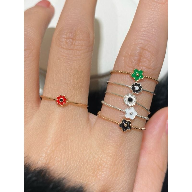 [ancafe.shop]Nhẫn bông hoa nhiều màu, dễ thương, hàn quốc, thanh lịch