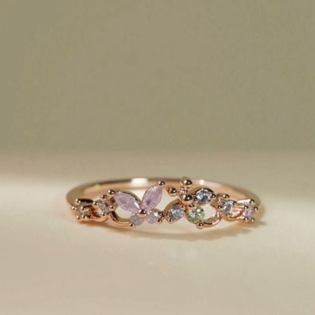 [ancafe.shop]Nhẫn nữ bướm tím đáng yêu,xinh xẻo