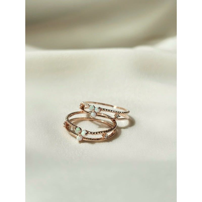 [ancafe.shop]Nhẫn bạc nữ hai line hoa 3 cánh đáng yêu