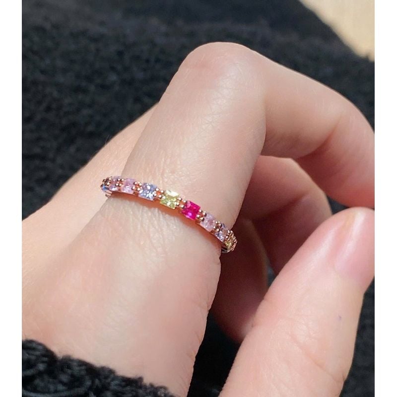 [ancafe.shop]Nhẫn bạc nữ đá màu rực rỡ,xinh xẻo