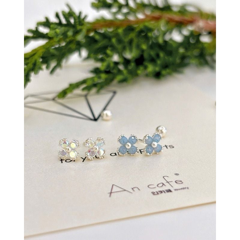 [ancafe.shop]Bông tai bạc nữ hoa xanh